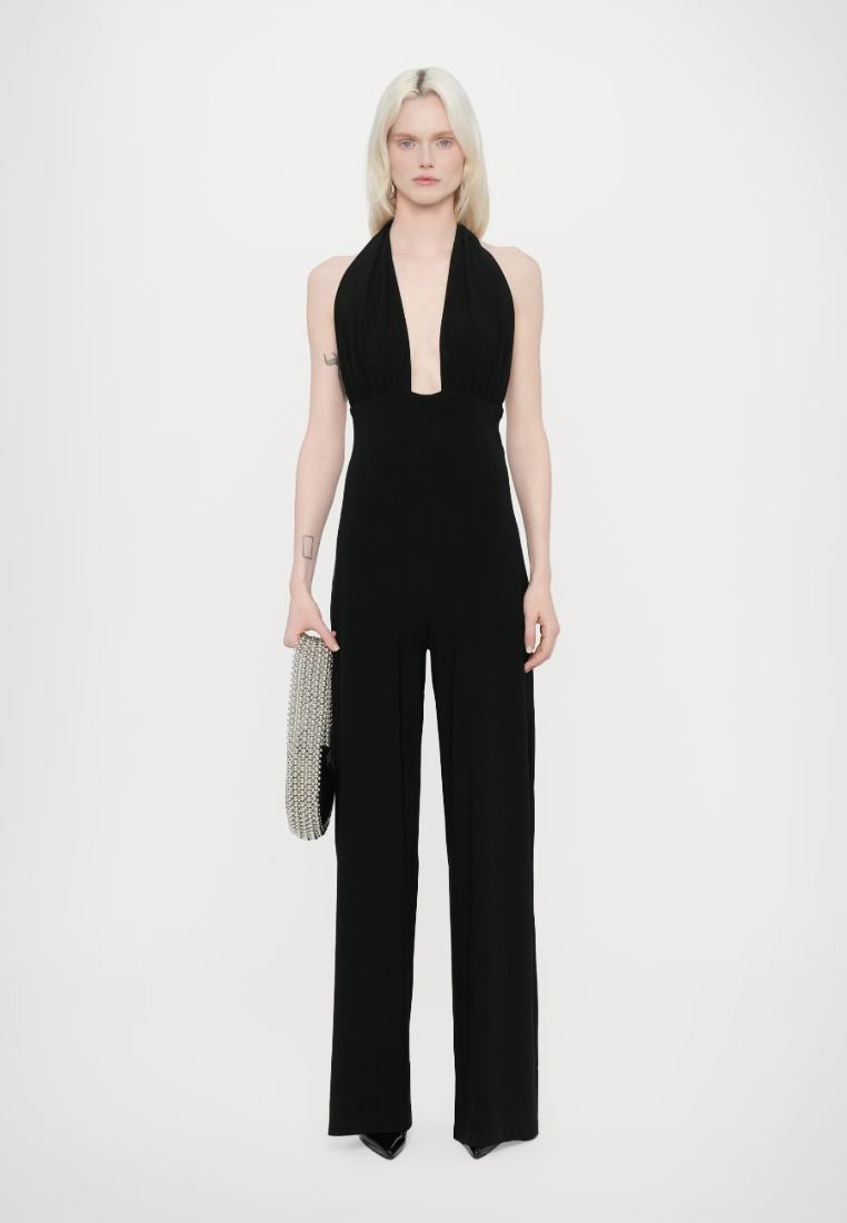 オールインワン・サロペット Norma Kamali 'Cross Halter Straight Leg' jumpsuit Norma Kamali CROSS HALTER STRAIGHT LEG - Jumpsuit - black