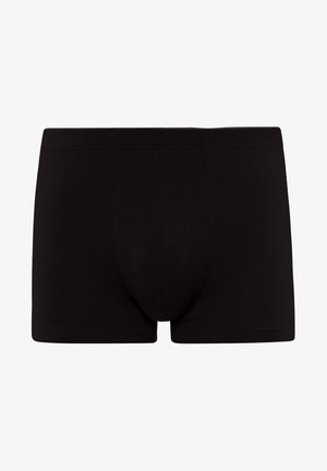 Černé boxerky vyrobené z hladké látky. Mají přiléhavý střih, elastický pas a žádné viditelné vzory ani loga. Jednoduchý zadní pohled.