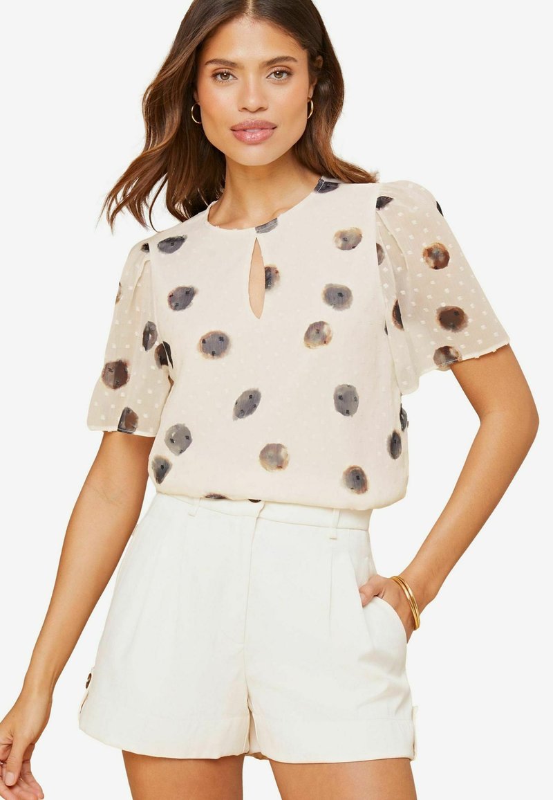 Lipsy FLUTTER SLEEVE SPOT REGULÄR - Blouse - white