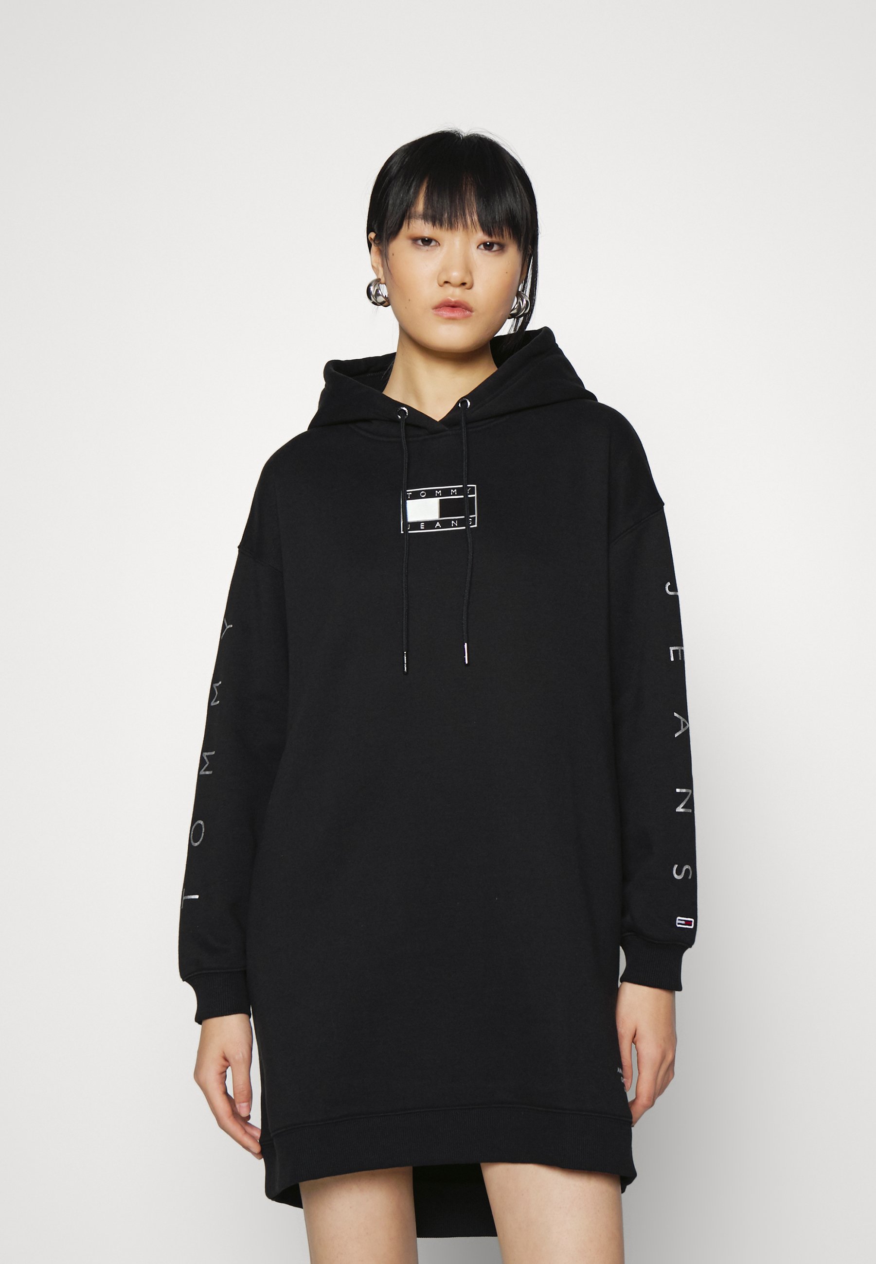 Tommy Jeans METALLIC HOODIE DRESS - Day dress - black - Zalando.de