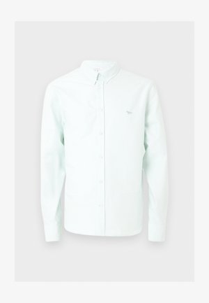 Hellblaues Hemd mit langen Ärmeln, Knopfleiste, Kragen und kleinem gesticktem Fuchslogo auf der linken Brust.