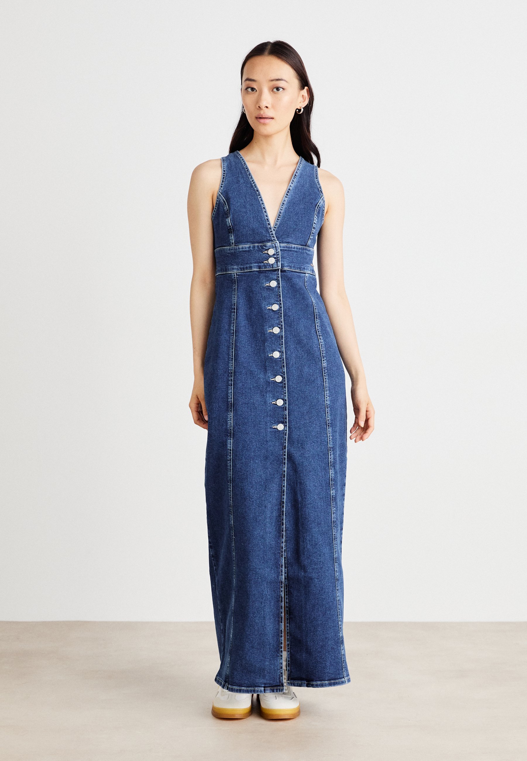 white christmas dresses Shoppinggo Denim Dress with Belt, Salopette Dress, Denim Jumper Skirt