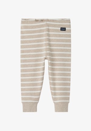 Polarn O. Pyret, ADJUSTABLE WAIST STRIPED LEGGINGS UNISEX - Legging (type pantalon) - beige melange