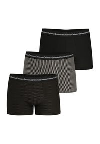 Ensemble de boxers noirs, comprenant deux styles unis et un à motifs avec de petits points. Ceinture élastique avec le logo "Eminence". Tissu doux.