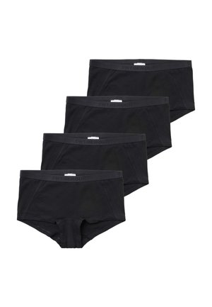 Sorte bomuld boxer briefs med en flad linning med "SWEDEMOUNT"-logo, flere par stablet med en glat tekstur og klassisk design.