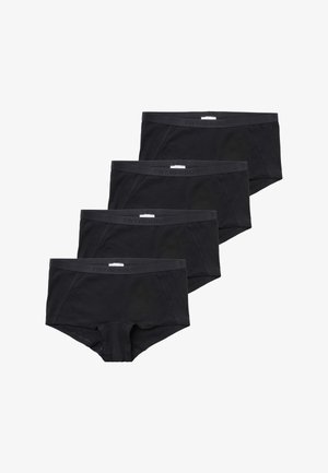 Czarne bawełniane bokserki z płaskim pasem z logo "SWEDEMOUNT", ułożone w stos, o gładkiej fakturze i klasycznym kroju.