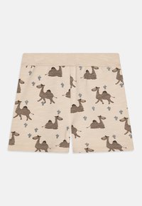 Beiga barnshorts med mjuk textur, prydda med ett lekfullt kamelmönster och små kaktusdesigns. Elastisk midja för komfort.
