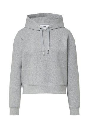 Grau kapuzenpulli mit lässiger Passform. Aus weichem Stoff gefertigt, mit passendem Kordelzug und gerippten Bündchen. Dezentes Logo-Detail auf der Brust.