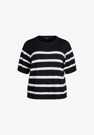 GESTREIFTES MIT KURZEN ÄRMELN - Print T-shirt - black w cloud d