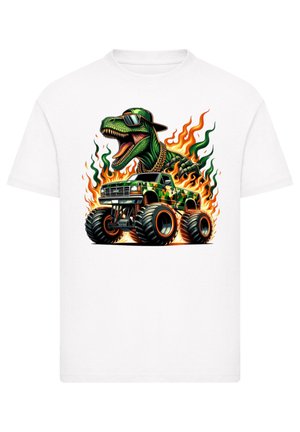 DINOSAURIER MONSTERTRUCK FEUER - T-shirt imprimé - weiß
