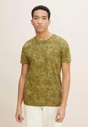 T-shirt con stampa - tonal olive floral camou print
