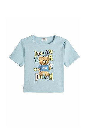 CROP TEDDY BEAR - Camiseta estampada - blue