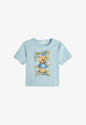 Koton CROP TEDDY BEAR - Camiseta estampada - blue