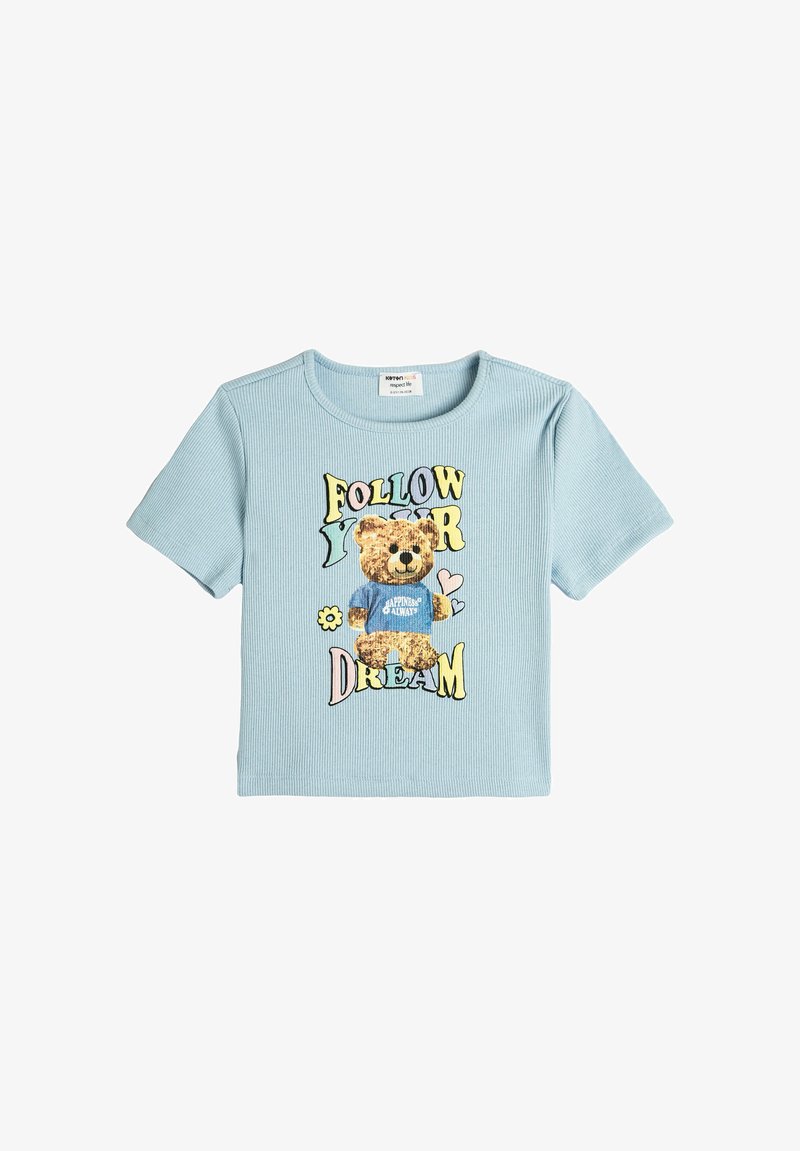 Koton CROP TEDDY BEAR - T-Shirt print - blue