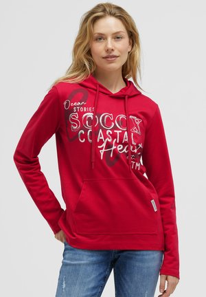 Soccx, SOCCX HOODIE MIT PAILLETTEN-ARTWORK UND KÄNGURUTASCHE - Hoodie - clear red