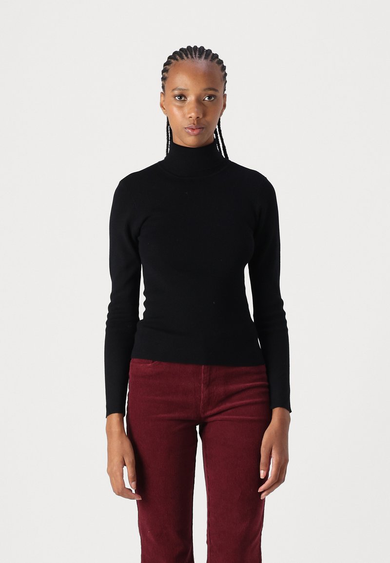 JDY CIRKELINE ROLL NECK - Pullover - black