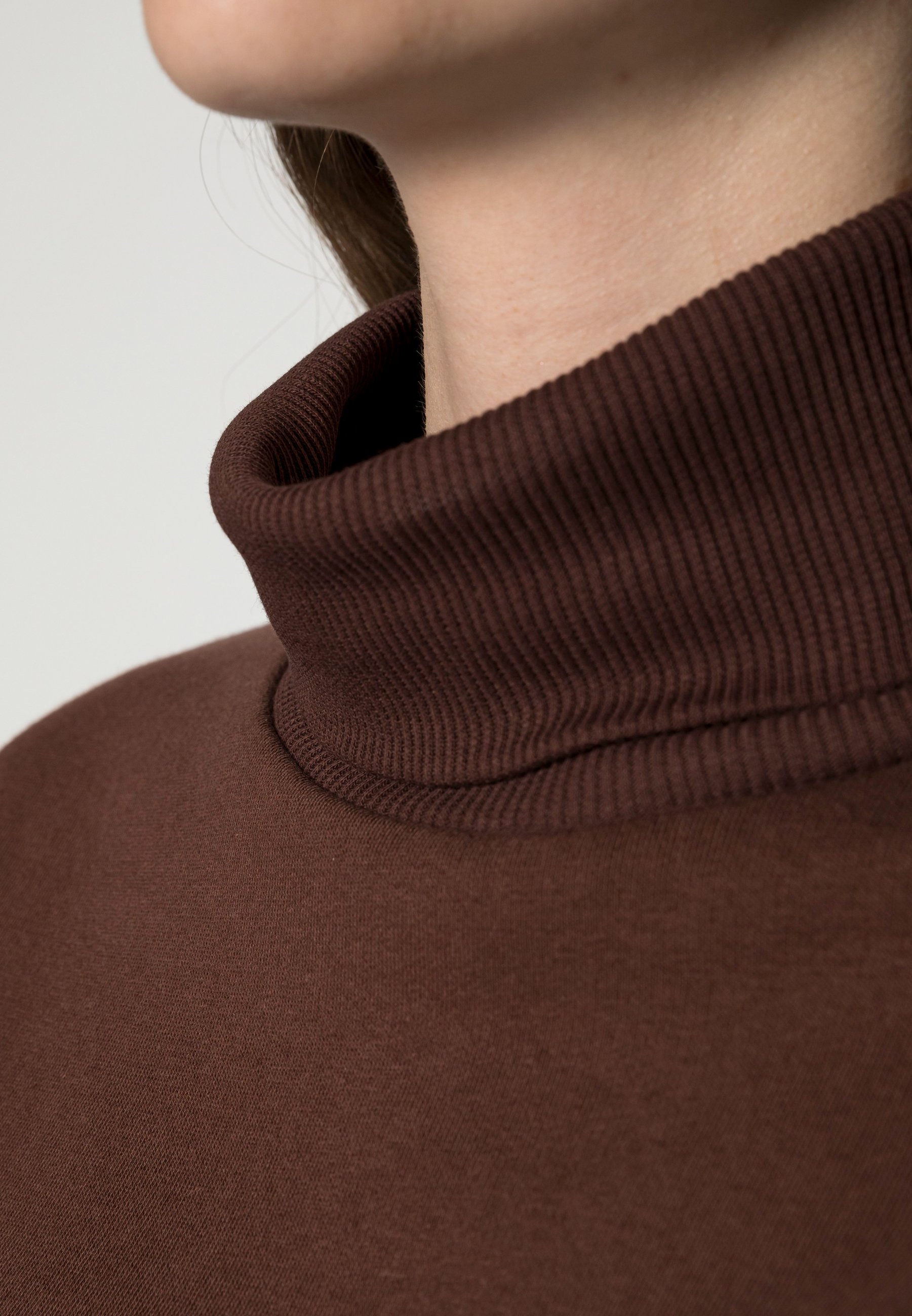 brown cropped turtleneck