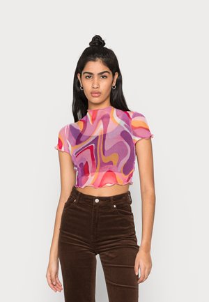 CROPPED - Triko s potiskem - pink/orange