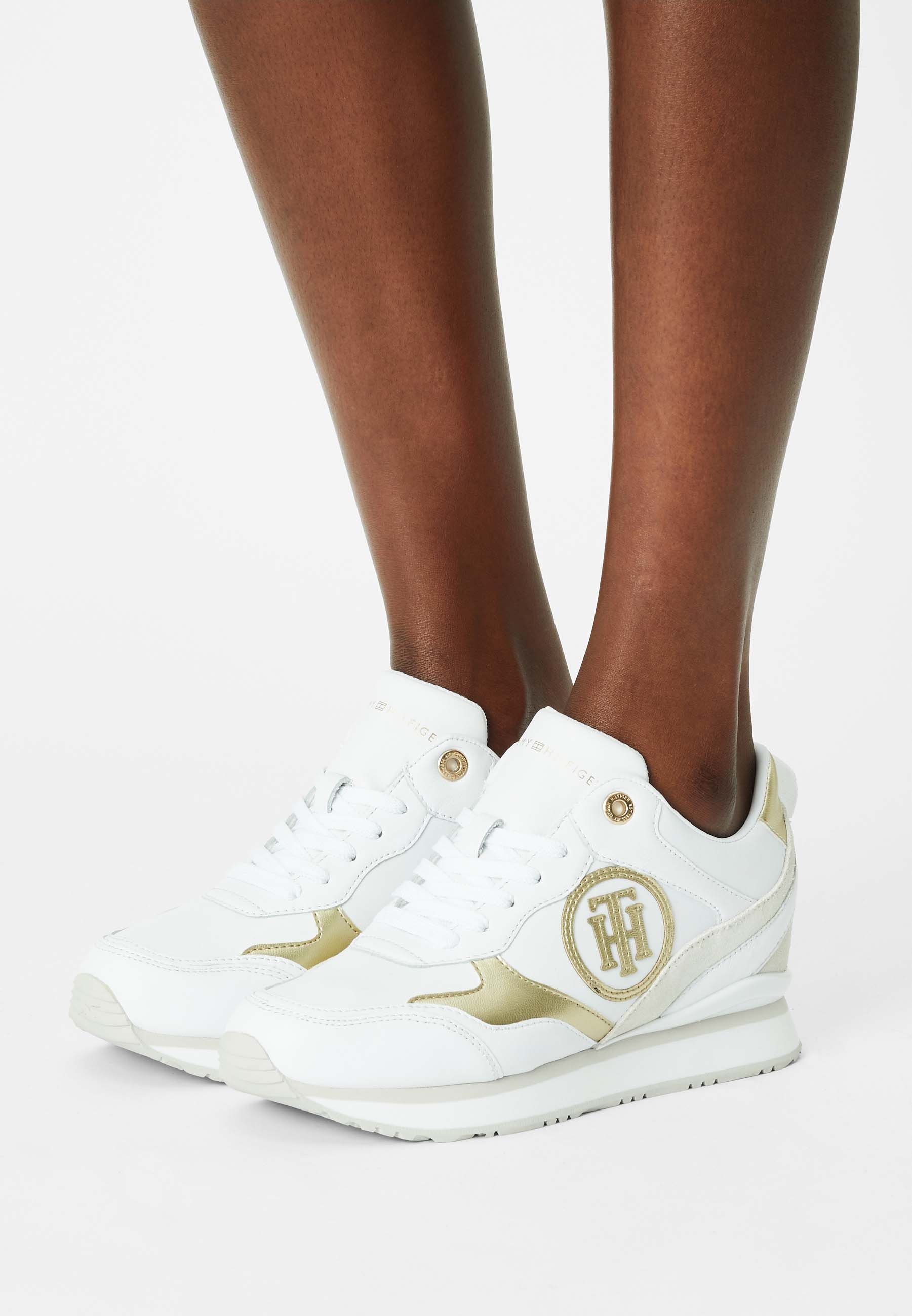 tommy hilfiger metallic dressy wedge sneaker