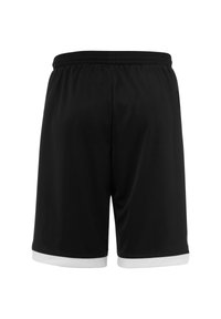 Pantaloni sportivi neri con cintura elastica, caratterizzati da una striscia bianca all'orlo. Realizzati in tessuto leggero e traspirante.