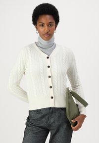 pure cashmere CLASSIC CABLE CARDIGAN - Kardiganas - vintage white