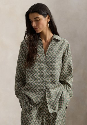 WOVEN-SHIRT - Button-down blouse - 2014 wood block spikey flower