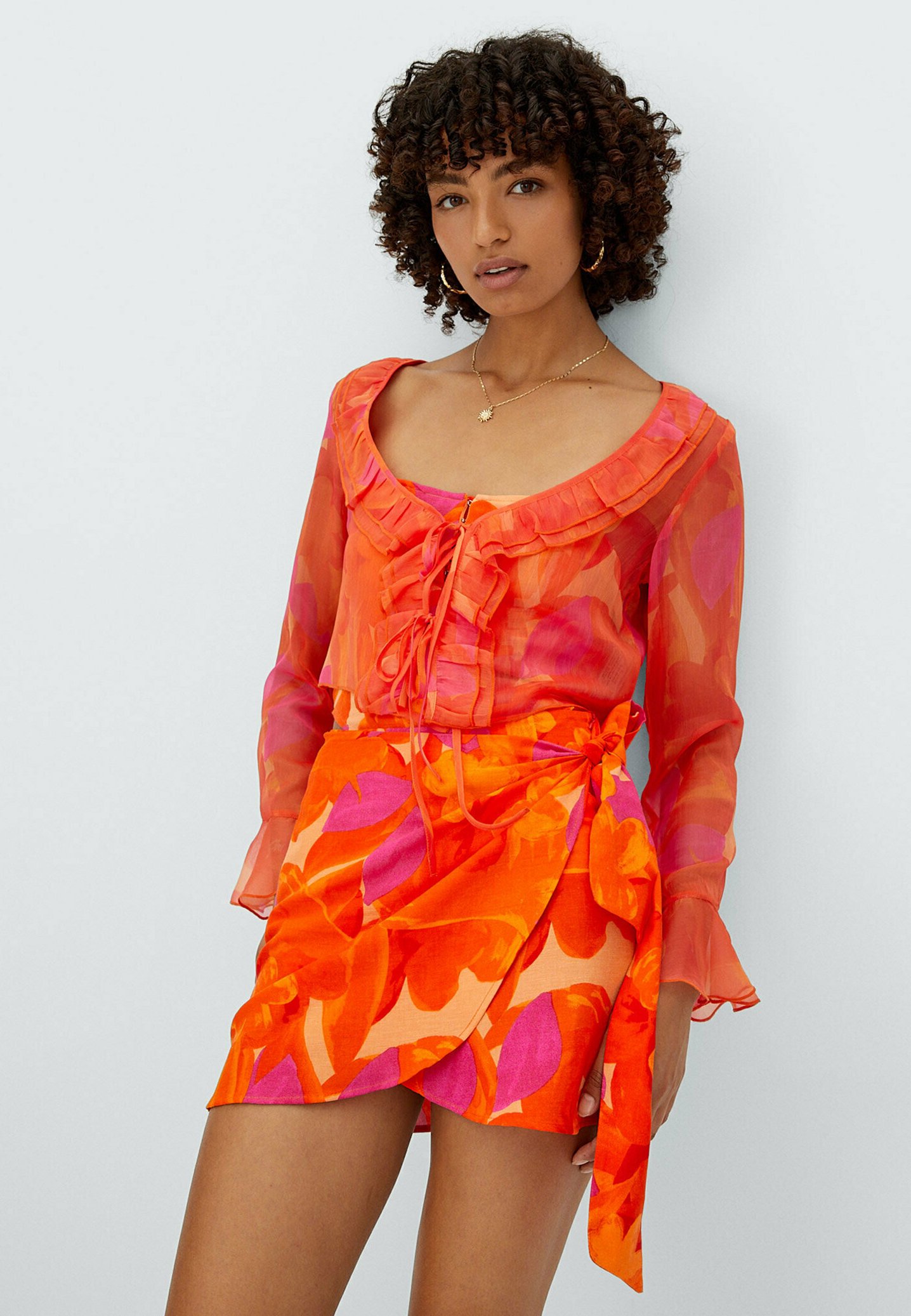 Stradivarius MIT POLY-PRINT UND VOLANT - Bluse - pink - Zalando.ch