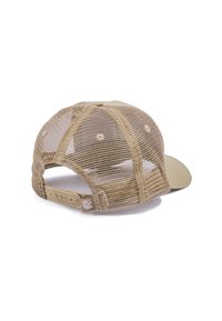 Ljusbrun basketbollkeps med nätbak, böjd skärm, sex paneler och justerbart snapback-stängning. Har logotags på sidan.