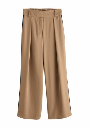 Next, REGULAR FIT - ELASTIC BACK SIDE STRIPE WIDE LEG TROUSERS  . - Nohavice - tan brown