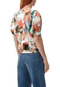s.Oliver MIT KURZEN PUFFÄRMELN - Print T-shirt - papaya