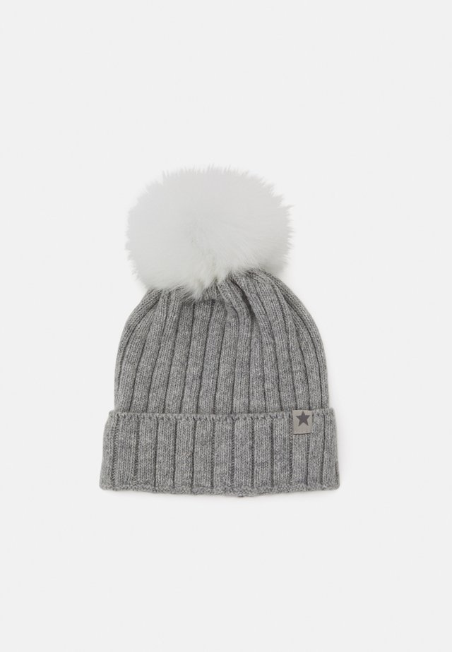 WARMY FOLD UP POMPOM - Beanie - light grey/white