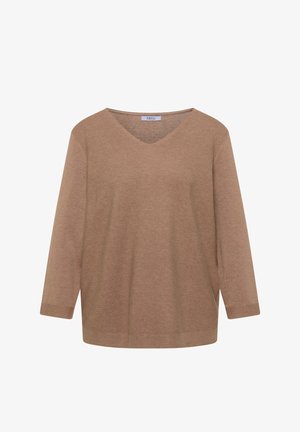 Cecil, 3/4-ARM PULLOVER MIT V-NECK UND STRUKTURFRONT - Striktrøje - creamy mocha melange