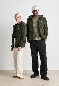 Tommy Jeans BADGE ZIP UNISEX - Hoodie - fatigue green