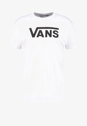 T-shirt bianca in cotone con un grande logo nero "VANS" sul petto. Design classico con collo a giro e maniche corte, orlo dritto.