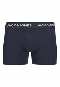 Boxers bleu marine ajustés, avec un soutien-gorge à logo blanc et une texture en coton lisse. Comprend un design de poche contournée.