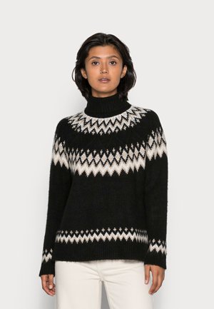 ONLMARJANA HIGHNECK - Jersey de punto - black/pumice stone/taupe gray