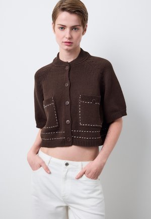 WITH POCKETS - Cardigan - dark brown