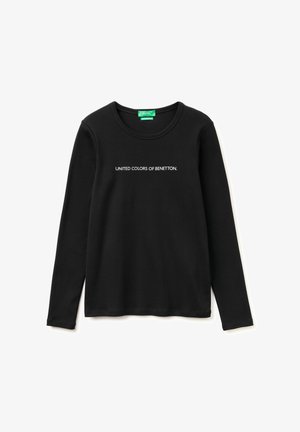 United Colors of Benetton, LONG SLEEVE T-SHIRT WITH GLITTER LOGO.. - Long sleeved top - black