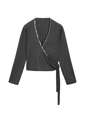 Massimo Dutti WRAP-OVER WITH LACE DETAIL - Cardigan - dark grey