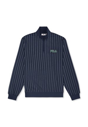 STATUTO LOOSE PINSTRIPED HALF ZIP - Felpa - black iris   egret striped