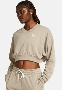 Under Armour - RIVAL CROP - Sweatshirt - timberwolf taupe Thumbnail-Bild 1