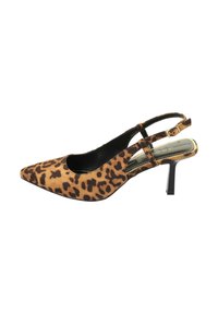 SLING BACK - Escarpins - brown/leo black