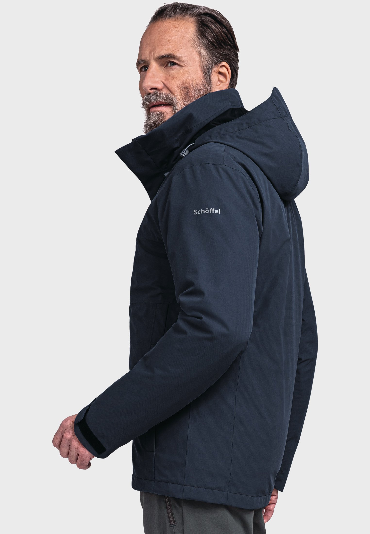 Schöffel Herren Regenjacke Gmund M – Wasserdicht (10.000 Mm), Winddicht, Atmungsaktiv, Mit Kapuze, Farbe Quartz, Größe 52