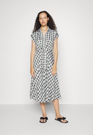TIE FRONT CAP SLEEVE MIDI SHIRTDRESS - Day dress - colored gingham