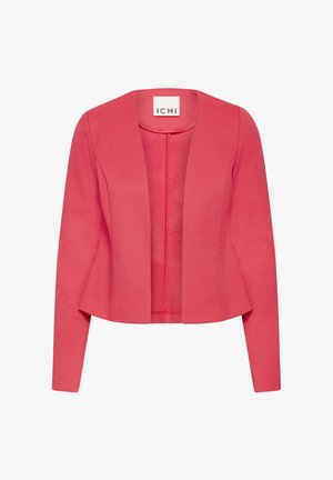 Koraalroze blazer met een gestructureerd, open voorpand en lange mouwen. Gemaakt van een gestructureerde stof, geschikt om te combineren. Merkentiket: ICHI.