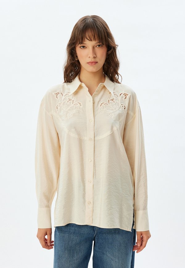 BRODERIE DETAIL - Hemdbluse - beige
