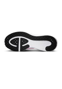 Suola esterna in gomma nera con motivo testurizzato, intersuola bianca e design curvo. Sono visibili elementi di trazione prominenti.