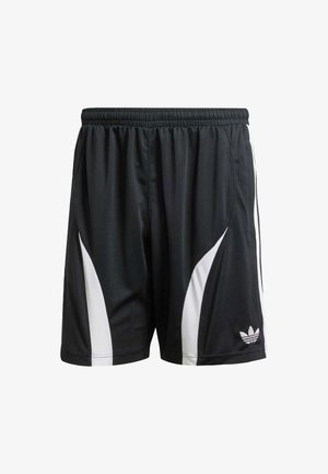 Pantaloni scurți sport negri, confecționați dintr-un material ușor, având panouri laterale albe și un bandă elastică la talie. Logo mic în partea dreaptă jos.