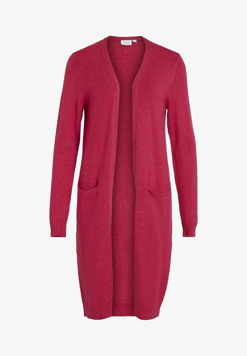 VILA VIRIL LONG CARDIGAN - Kofta - cerise