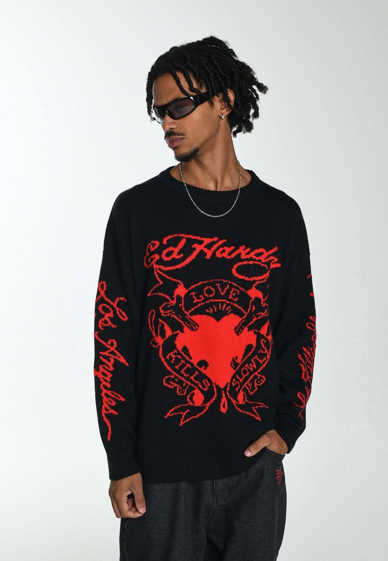 Ed Hardy - LOVE KILL LA JAQUARD - Strickpullover - black, Vergrößern